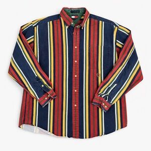 Vintage Tommy Hilfiger 90s Multicolor Bold Stripe Button Down Preppy Streetwear